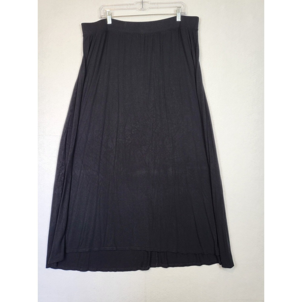 Catherines Womens Plus Suze Maxi Skirt Mid Rise Solid Black Size 1X 18/20W